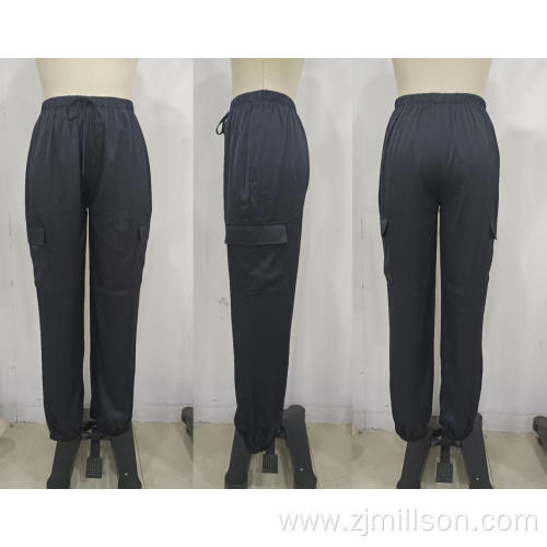 Women's Casual Elastic Waist Large Pockets Cargo Pants